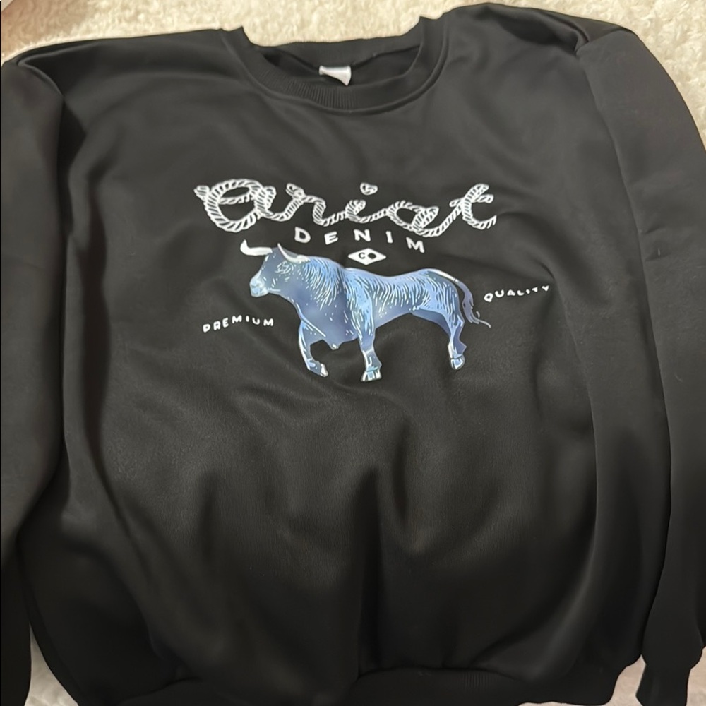 Crist Denim Black Sweatshirt with Blue Bull Design